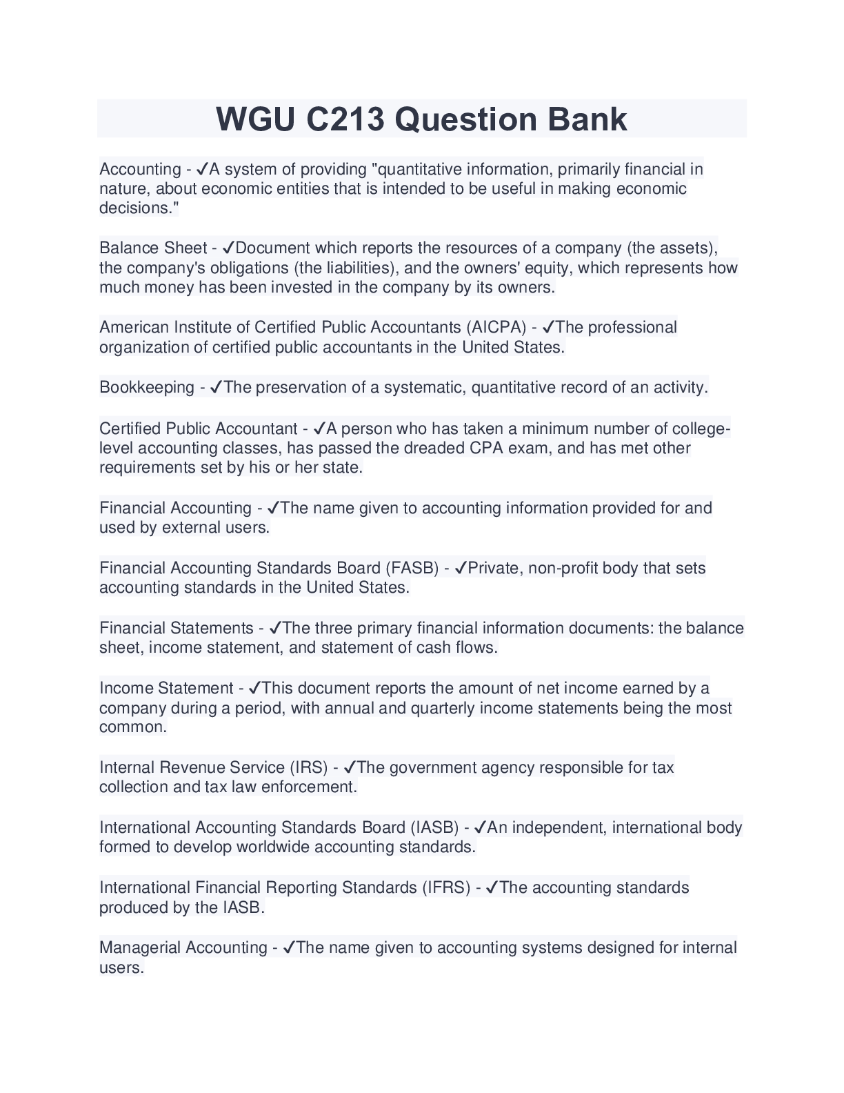 Preview image for WGU C213 Question Bank (Latest 2023/2024) Rated A+